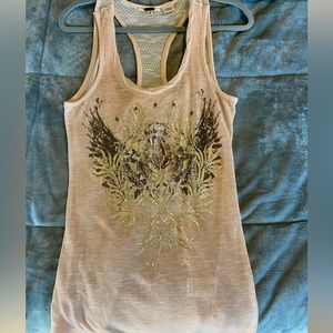 MissMe tank. Light pink see through w simple embellishments